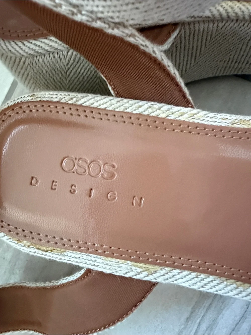 ASOS Cream Platform Ankle-Strap Sandals with Gold Buckles